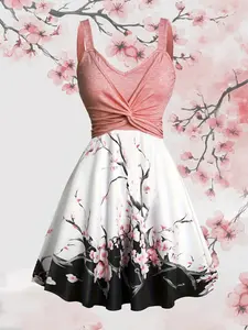 Women's Floral Print Dress, Elegant Casual Boho Bohemian Sleeveless Dress for Summer, Ladies Clothes for Holiday Vacation Daily Wear