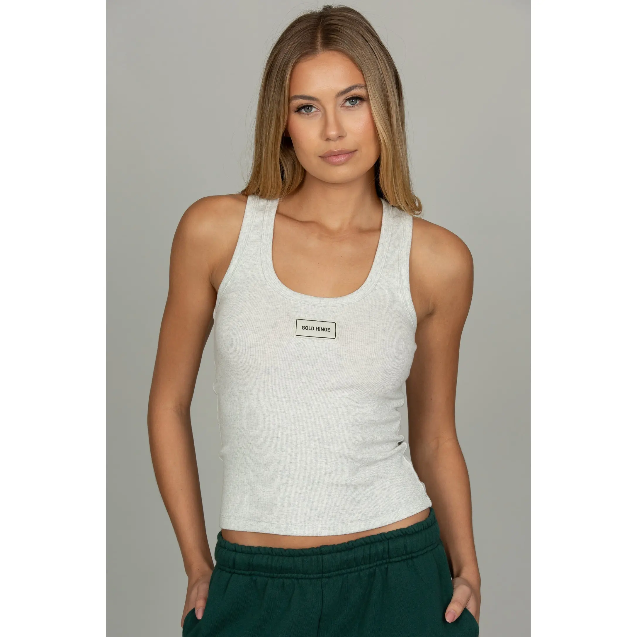 Heather Grey Ribbed Cotton Tank