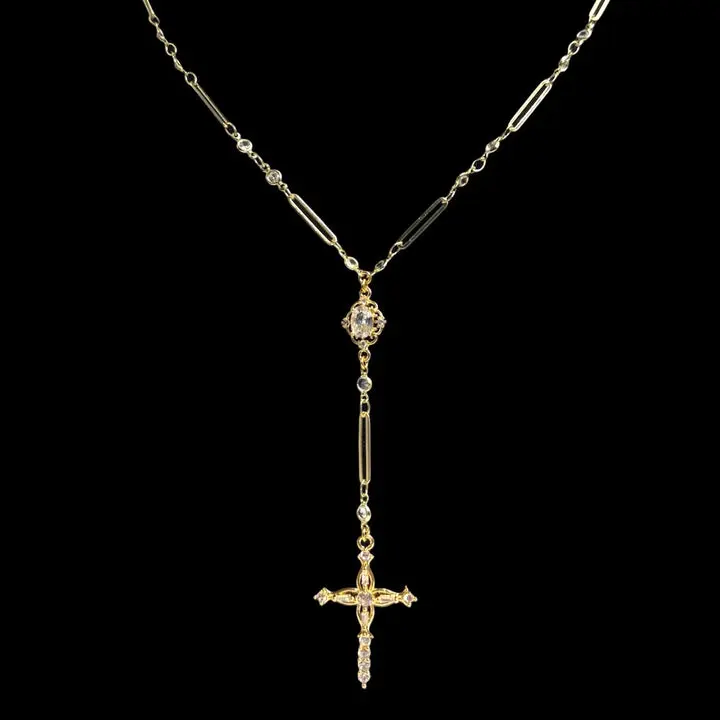 Ornate Cross Diamond Link Rosary