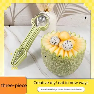 Upgraded 3-in-1 Fruit Baller, Naan Remover, Fruit Scoop, Carved Knife, Fruit Peeler, and Fruit Slicer