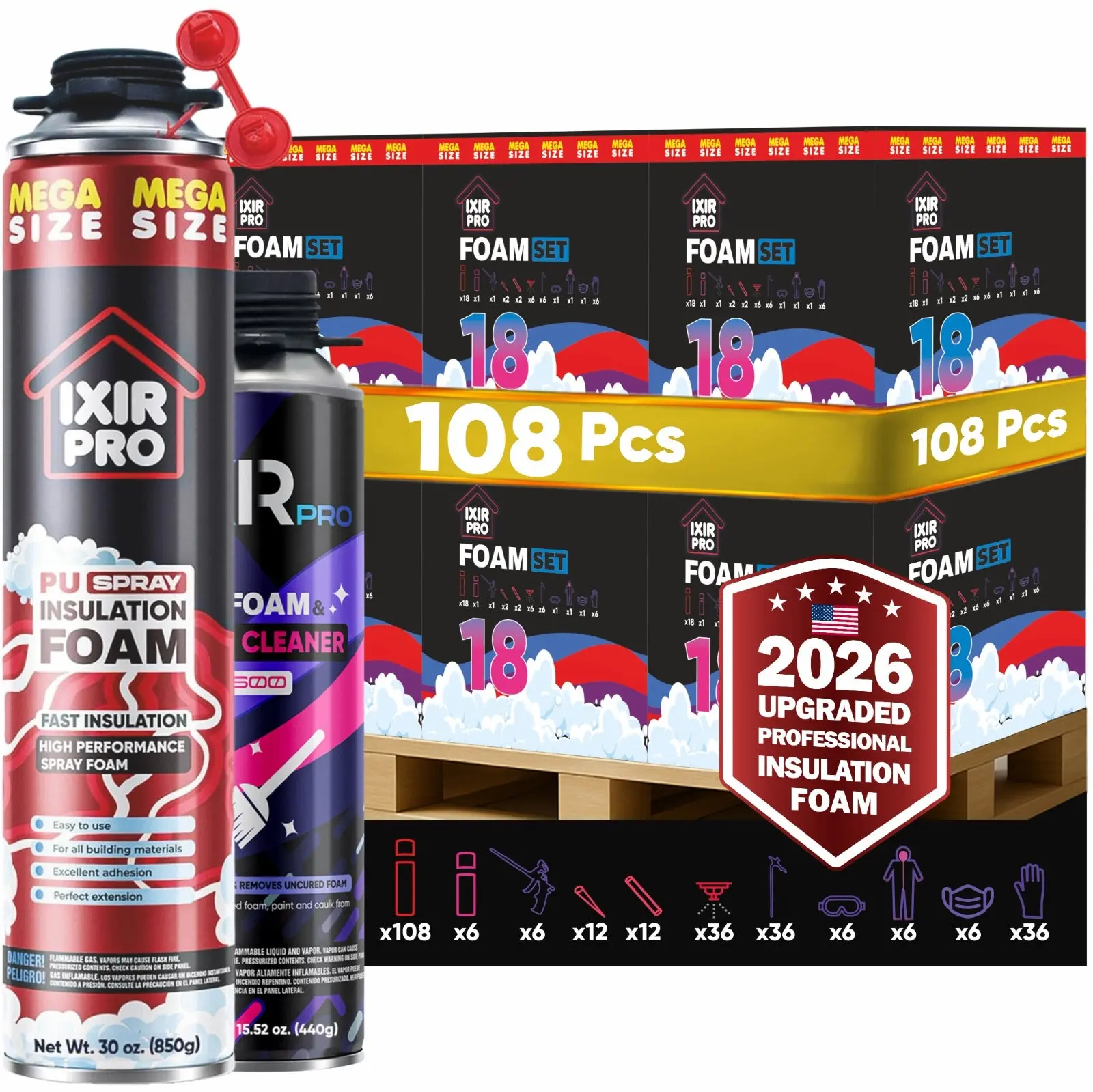 Mega Spray Foam Kit - 30oz Bulk Pallet | IxirPro