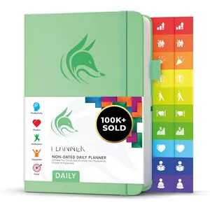 Daily Planner - Undated Planning Notebook with Hourly Schedule & To-Do List - Personal Day Task & Work Organizer, 6 Months (Mint Green)