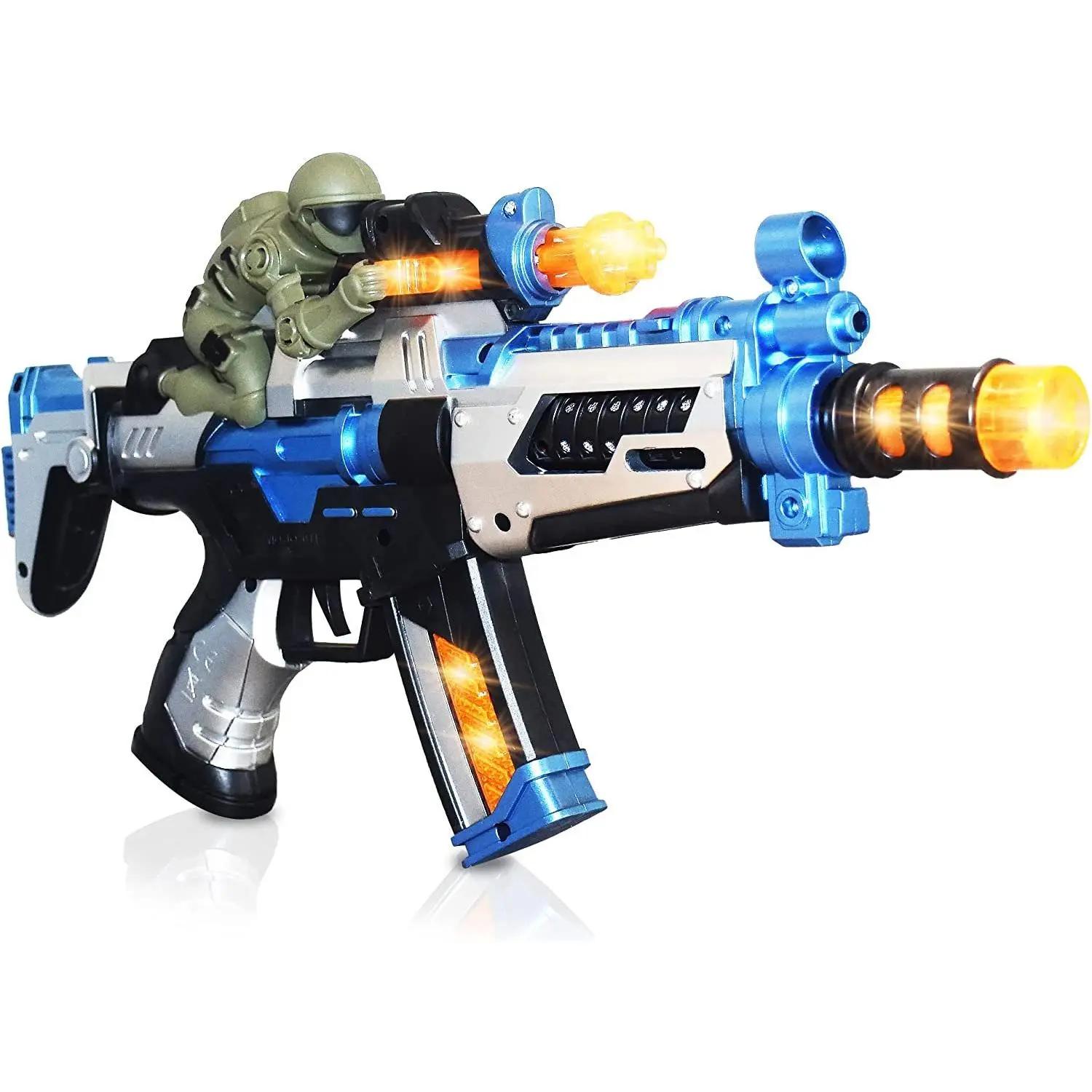 FuryX Light Up Toy Gun for Kids with Vibrating Man - 16" Blaster Gun with LED Lights, Sound Effects, and Vibration Feedback - Cool Toy Guns for Boys and Girls in Colorful Box
