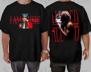 I AM MUSIC Playboi.Cartii 2 Sides Rap Star Oversized Unisex Black Graphic Tees Tshirt