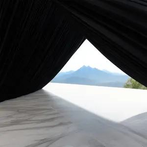 Black Stretch Spandex Tent Ceiling Drape – 25ft x 36ft 180GSM Wrinkle-Free Fabric Ceiling Liner with Pole Pockets, Premium