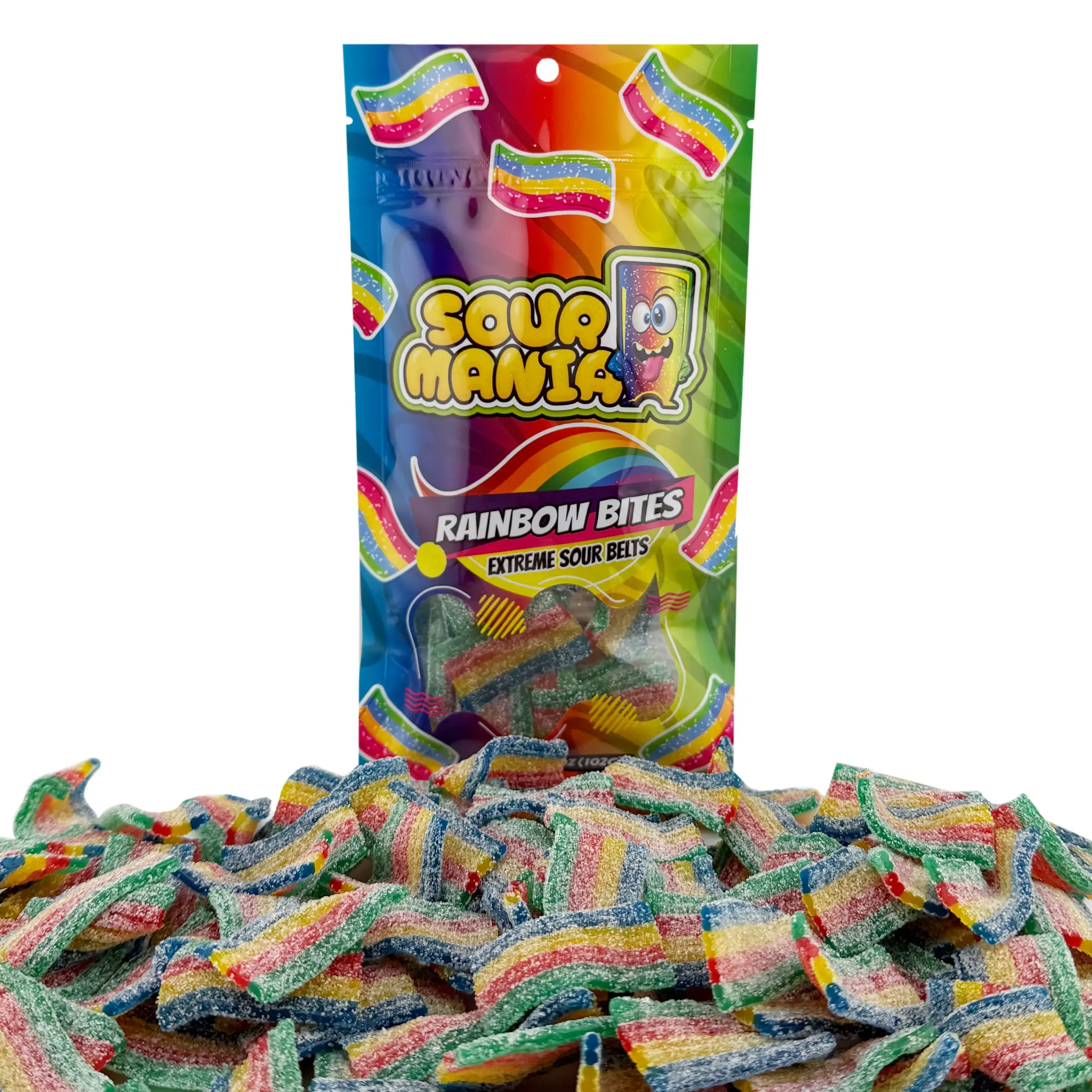 Sour Mania Extreme Sour Gummy Belts 3.6 oz Rainbow Bites