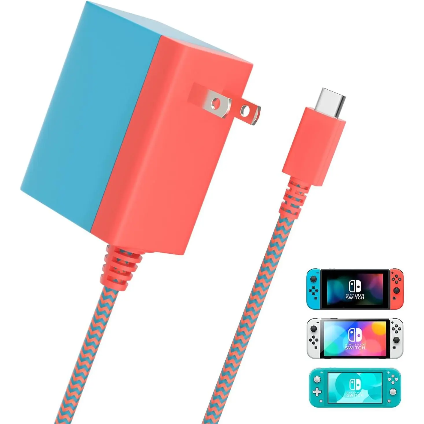 Charger for Nintendo Switch, 45W Switch AC Power Adapter, 15V 2.6A Fast Charging with 5FT Powerful Cable Compatible with Switch Lite/Switch OLED/Steam Deck/PlayStation Portal