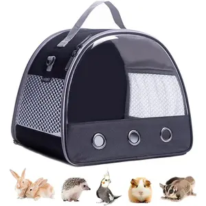Guinea Pig Carrier Backpack with Clear Bubble Window for Guinea Pig, Bunny Rat Bird, Black