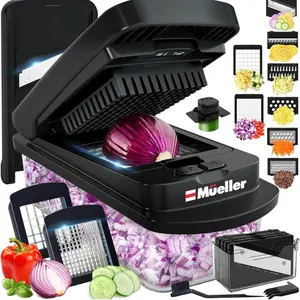 Mueller Pro-Series 10-in-1, 8 Blade Vegetable Chopper, Mandoline Slicer, Onion Mincer, Cutter, Dicer, Veggie Chopper with Container, Kitchen Essentials & Gadgets, House Warming Gifts New Home,