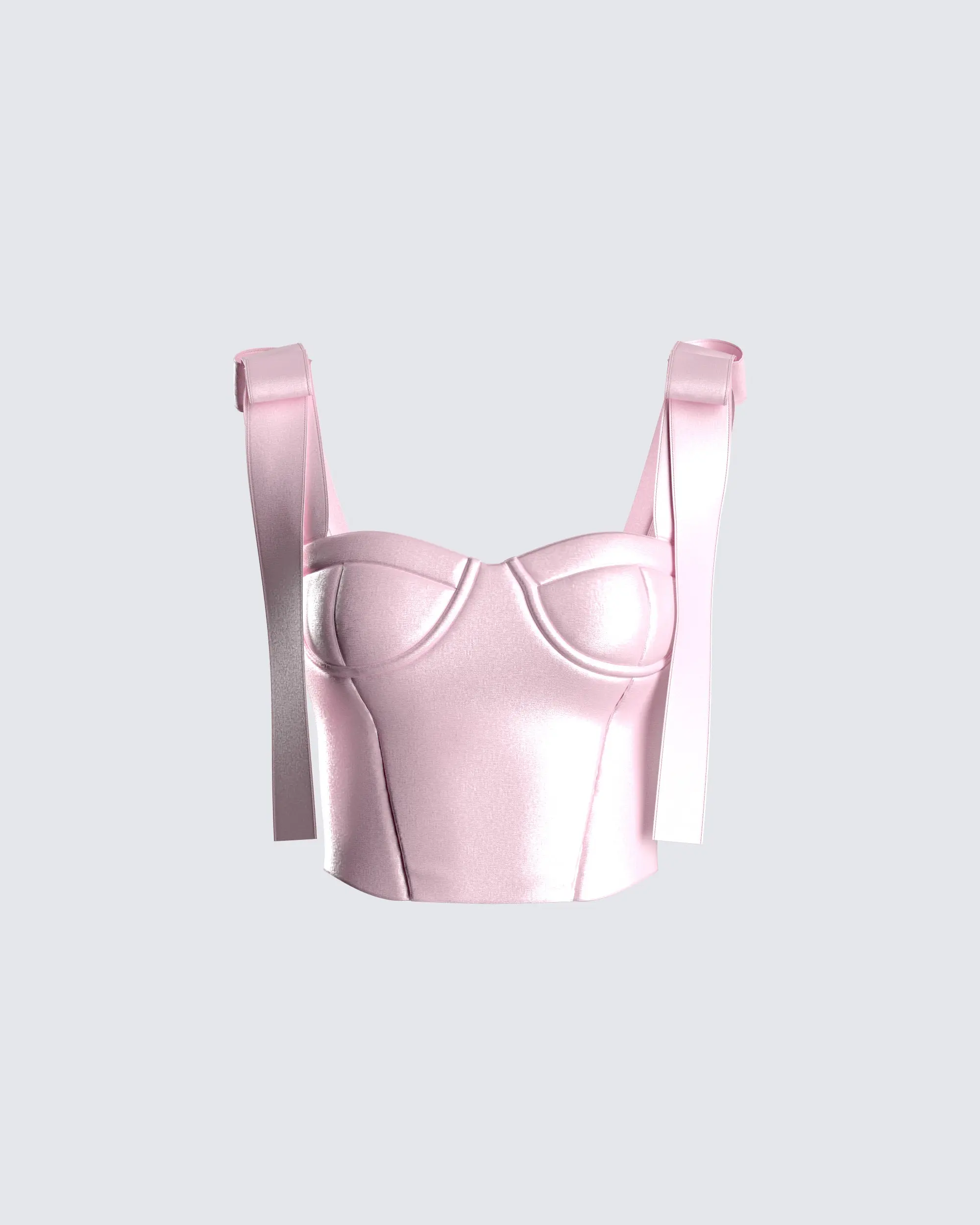 Women's Edith Pink Satin Polyester Bustier Corset Top - Adjustable, Spaghetti Straps, Cropped, Sleeveless, Curved Cups, Satiny Poly, Corseted Fit