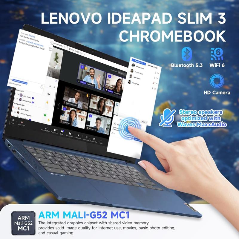 Lenovo Chromebook 14 Touchscreen Laptop, 8-Core 2.0GHz Processor, 4GB RAM, 64GB eMMC, Anti-Glare, 13-Hr Long Battery Life, Webcam, Chrome OS w/Google AI, Blue