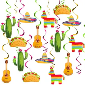Mexican Fiesta Hanging Swirls Decorations 20 Pcs Mexican Cinco De Mayo Party Supplies, Taco Twosday Fiesta Sombrero Cactus Guitar Themed Birthday Party Decoration Girls Boys Baby Shower Favors