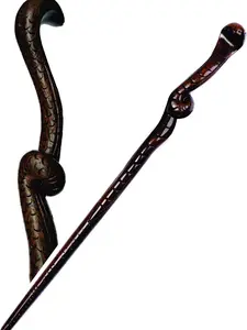 Snake Wand - Handicraftviet - Hand Carved Real Wood for Witchcraft & Cosplay, Ideal Gift for Halloween, Christmas, and Birthday Celebrations - 15 inch.
