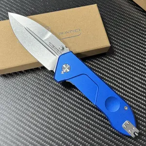 7.1" Heavy-Duty Folding Knife, N690 Steel Blade with Stonewash Finish & T6 Aluminum Handle, 59HRC Hardness for Camping, Fishing, Outdoor Tasks, Gift Box Included for Men & Fathers