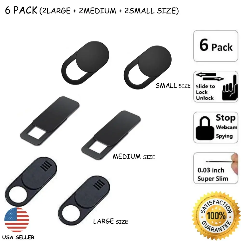 6 Pack Ultra-Thin Webcam Cover Slide for Laptops & Phones – Anti-Spy Camera Privacy Blocker (2 Large, 2 Medium, 2 Small), 6PCS Large Medium Small WebCam Cover Slide Camera Privacy Security Protect