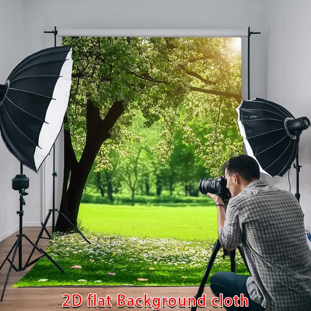 1PC Reusable Polyester 2D Flat Banner - Nature-Themed Happy Birthday Festival Decoration with Grassland, Forest, Sunshine Scene, Door & Wall Backdrop for Home Festive Party Supplies