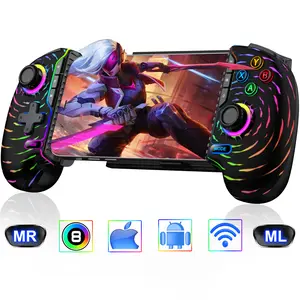 Mobile Game Controller for iPhone/Android with Hall Joystick and RGB, Wireless Phone Controller with Phone Case Support, Compatible with Xbox Game Pass, Steam Link, Call of Duty, Roblox, Minecraft
