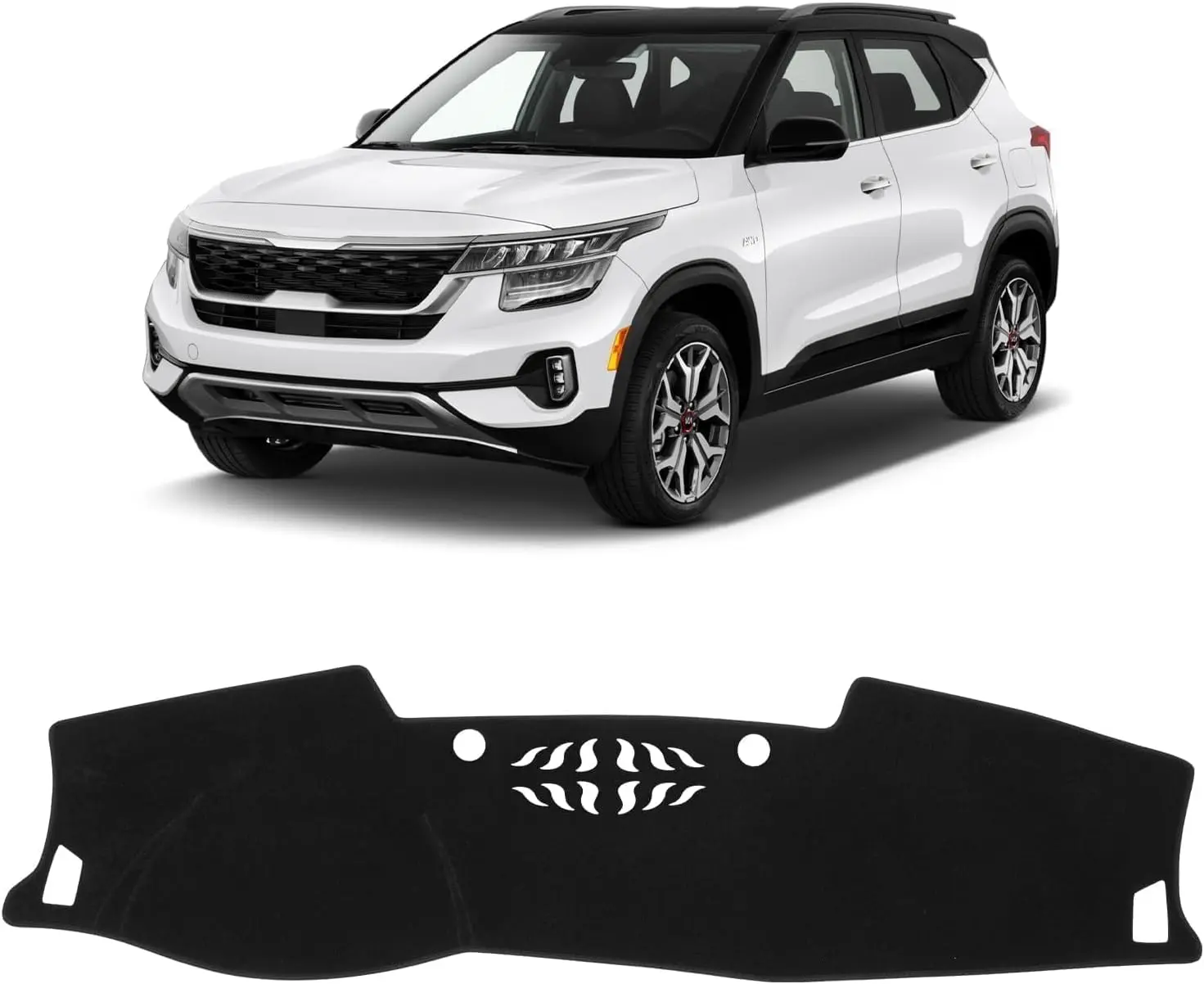 KUST Car Dash Cover for Kia Seltos 2021 2022 2023 (LX, S, S Turbo, EX, SX Turbo) Polyester Non-Slip Center Console Dash Cover Interior Accessories for Seltos Black (NOT fits for Seltos 2024 2025)