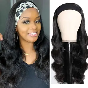 28 Inch 200% Density Body Wave Headband Wig Headband Wigs for Women Blended Human Hair Glueless Put On and Go GluelessHeadband Wig Hair