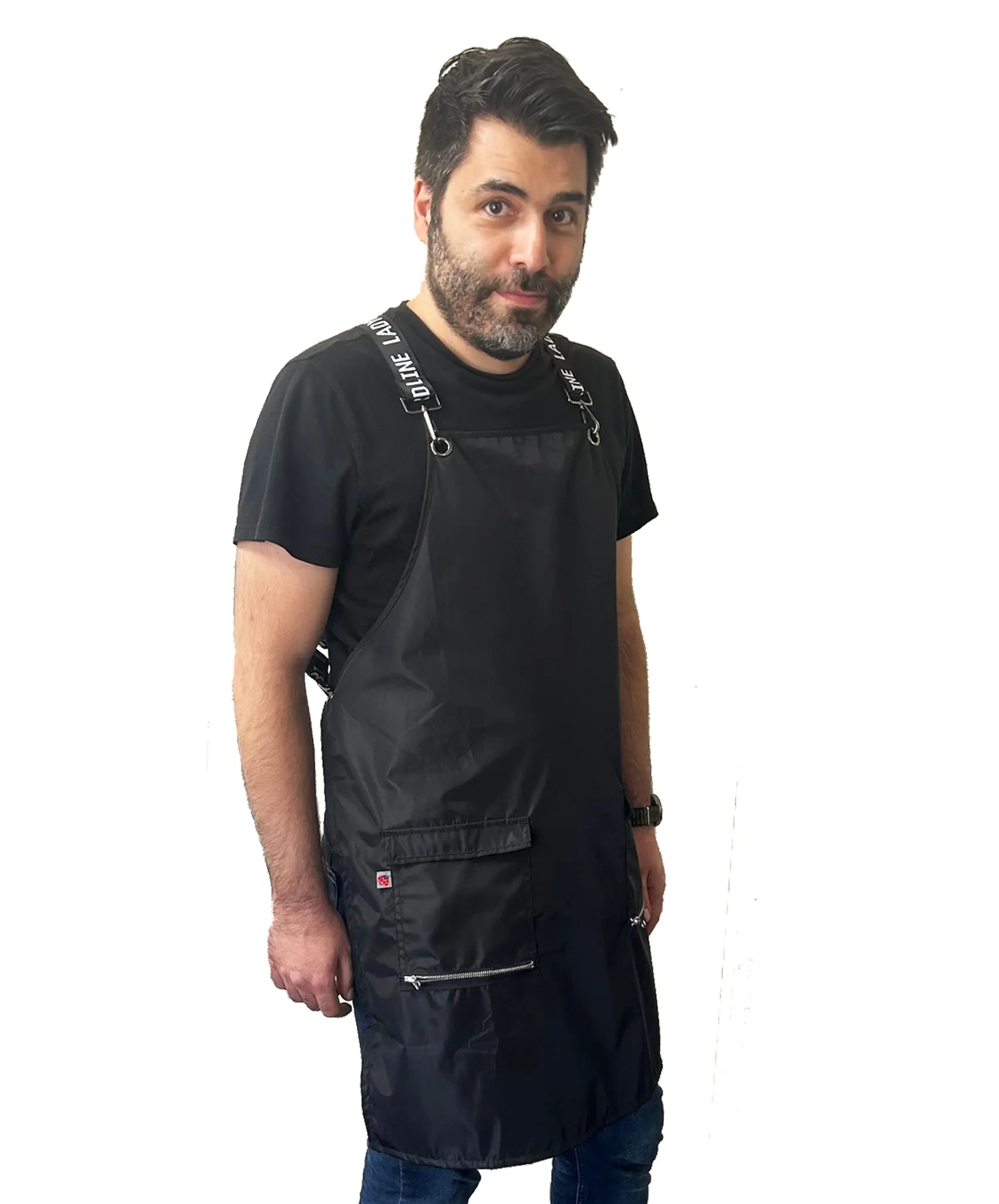 Ladybird Line Black Waterproof Hair and Bleach Resistant Signature Strap Crossover Apron 667