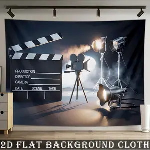 Movie Night Tapestry Cinema Backdrop Film Reel Theme Wall Hanging Photography Background for Party Decoration Living Room Bedroom Indoor Outdoor Event Decor Polyester