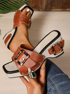 Women's Fashionable Adjustable Strap Breathable Platform Sandals, Casual Comfortable Brown Boho Style Wedge High Heel Sandals for Beach & Camping, Perfect for Summer Vacation and Outdoor Activities, Daily Wear Footwear