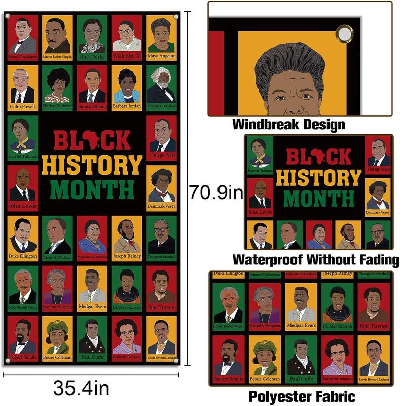 36x72in Black History Month Door Cover African American Holiday Art Posters Classroom Door Banner Photography School Home Porch Decoration