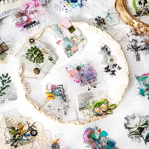 Vintage Collage Decor Pet Stickers Set, DIY Handmade Journal Diary Supplies, Scrapbook Magazine Phone Case Accessories