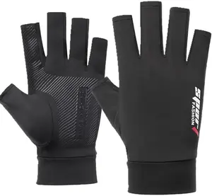 Men's Summer-Fingerless-Gloves Lightweight Half Finger Sunblock Gloves for Outdoor Hiking Driving Cycling