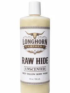 Longhorn Lather Raw Hide Tallow Body Cleanser Soap, Unscented, Full Lather Coconut Oil Soap, 32 oz, Body Care