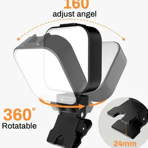 Portable LED Rechargeable Selfie Light with 160 Adjustable Angle & 360° Rotatable Design 24mm Compatibility for On-the-Go Filming and Photography
