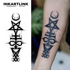 INKARTLINK Tattoo Tech, 2 Sheets Semi-Permanent Temporary Tattoos ,Ancient Symbols 4,Adult Art Design,Lasts 1-2 Weeks, Waterproof, Realistic Look, No Adhesive, No Reflection,For Man And Woman,Ideal for Swimming, Party
