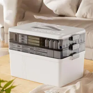 26-year-old new large-capacity multi-layer classified durable portable storage box, essential for both home and travel. Transparent storage box - easy to clean, suitable for organizing pill boxes, office supplies, sewing supplies, and storage of bathroom