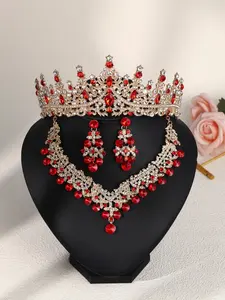 Elegant Wedding Accessory Set, Bride Crown Headpiece, Fashion Necklace Earrings, Perfect for Parties and Holiday Gifts, Elegant Jewelry Set, Bridal