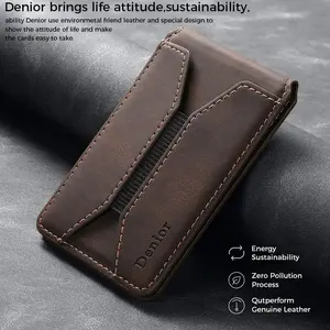 Denior Magnetic Wallet for iPhone 17/16/15/14/13/12 Series, Ultra-Slim 3-Slot ID for MagSafe Wallet, Retro Style item for Men & Women Makes Idea Gift (Brown)
