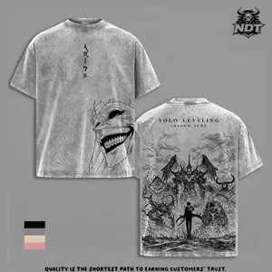 Sung Jin-Woo Oversized Anime T-Shirt, Solo Leveling Streetwear Tee, Jin-Woo Graphic Washed Cotton Shirt, Shadow Monarch Dark Aesthetic Outfit, Unisex Casual Drip, Gift For Anime Fans