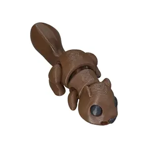 Articulated Squirrel Fidget Toy - Brown 3D Printed Stress Relief Toy for Kids and Adults
