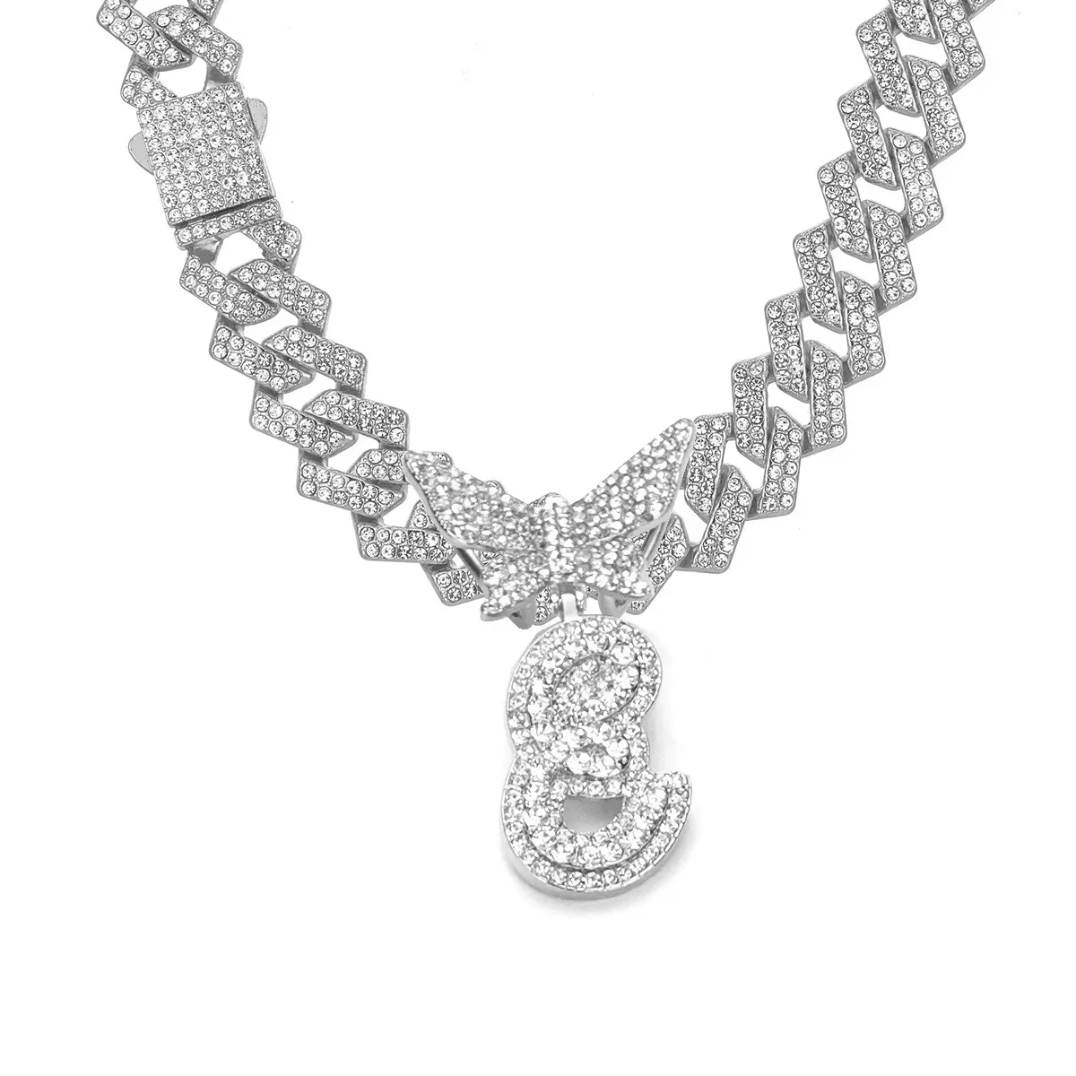 Silver letter necklace E