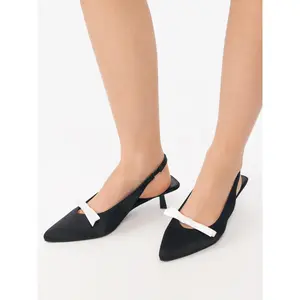 Cider POINTED TOE BOWKNOT SLINGBACK KITTEN HEELS