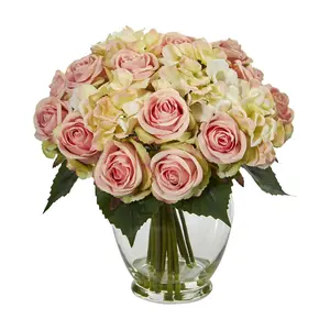 Nearly Natural Rose & Hydrangea Bouquet Arrangement
