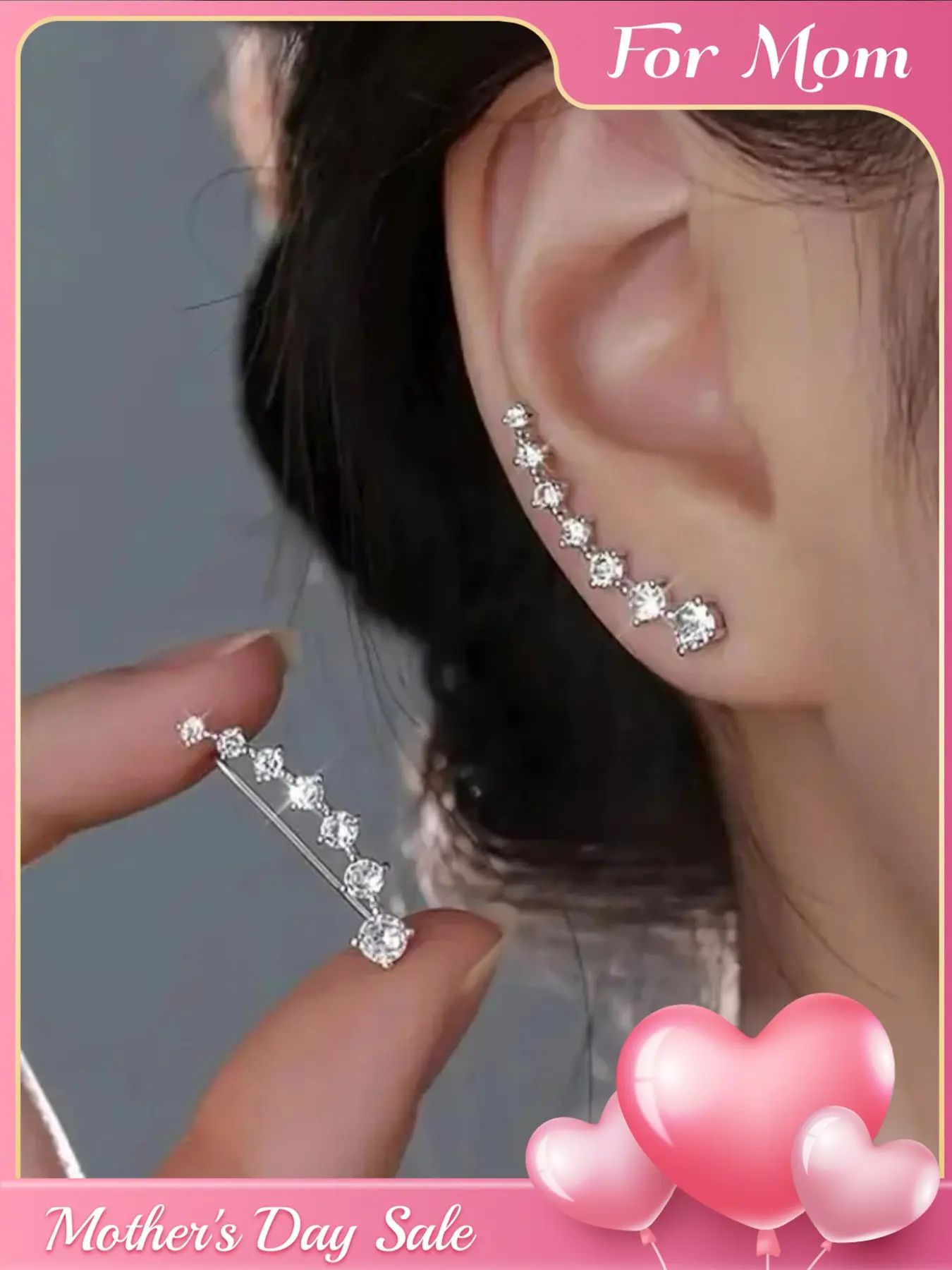 Zircon Stud Earrings Niche Asymmetrical Arc Ear Clips Autumn And Winter High-End Elegant Fashion Jewelry Earrings for Women