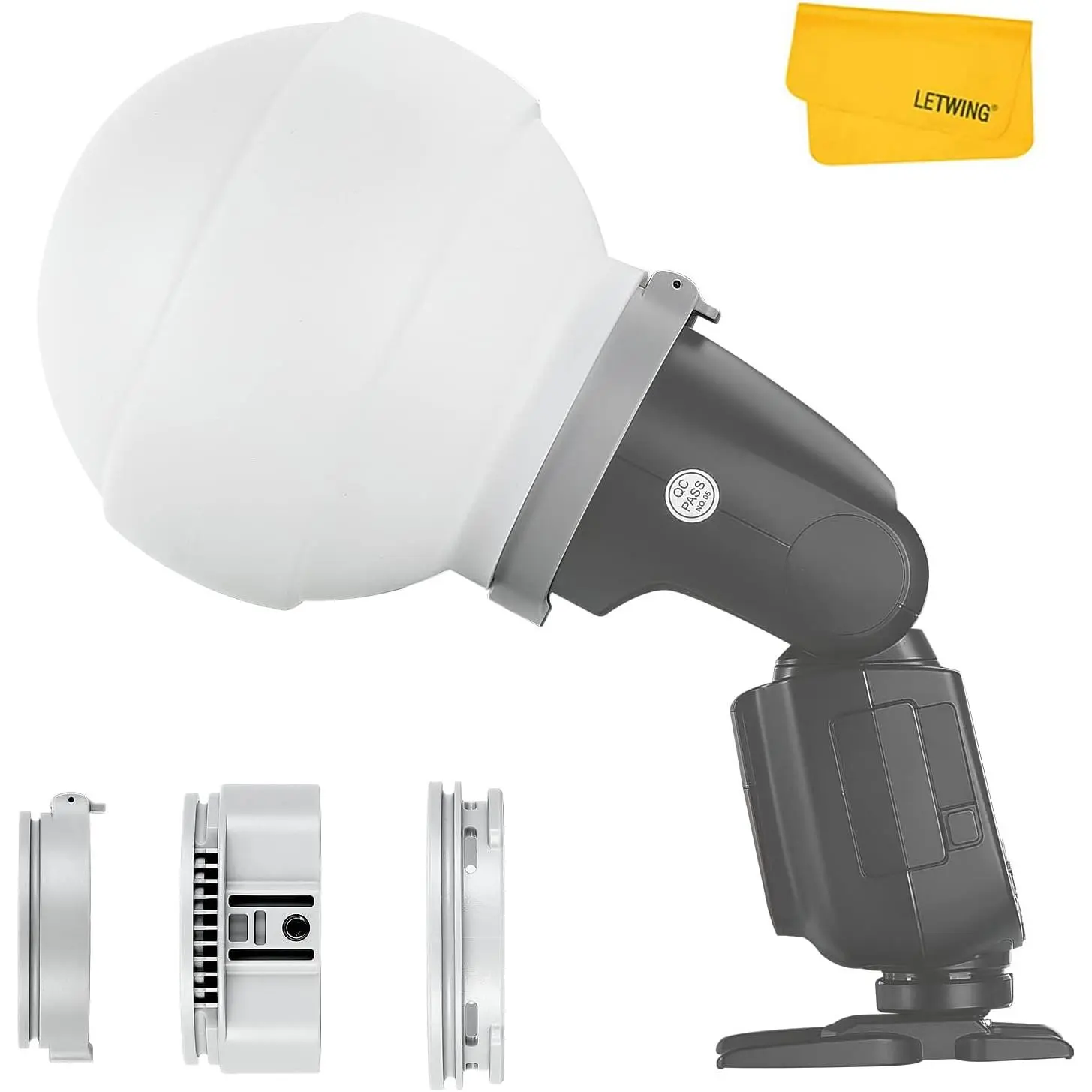 ML-CD15 Diffusion Dome with 3 adapters, Flash Light Diffuser, Compatible for  V1 Series ML30 ML60 ML60BI AD200 AD200PRO AD300PRO AD400PRO V1S V1C V1N V1F V1O V860III-S TT685S TT660S