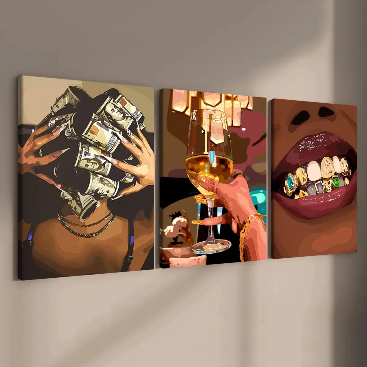 3 count wooden frame canvas, luxury female figure poster, Fashion female decorative art, exquisite mural, fashion bedroom decoration, Modern home Decoration, living room and corridor wall Decoration, HD, waterproof, art 3 count wooden frame canvas, luxury female figure poster, Fashion female decorative art, exquisite mural, fashion bedroom decoration, Modern home Decoration, living room and corridor wall Decoration, HD, waterproof, art