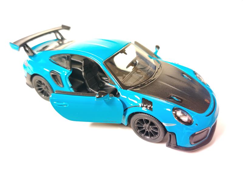 KINSMART 1:36 Scale 5" Porsche 911 GT2 RS Die Cast Model Car Blue with Openable Doors & Pull Back Action Officially Licensed Product