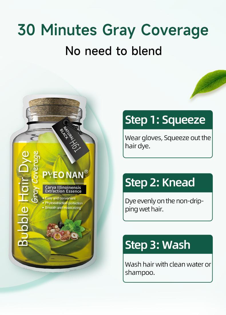 PYEONAN Unisex Bubble Hair Dye, Black or Dark Brown with Herbal Ingredients, No Bleaching, Ammonia-Free, 10 Bags Hair Color 5.6 Oz./160g Haircare Coloring, Springtok