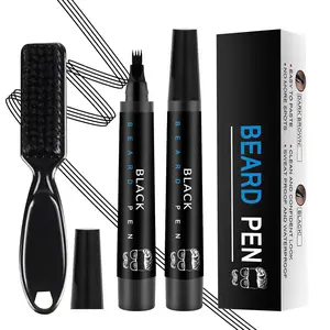 1/2/3PCS Beard Pencil Filler for Men – Waterproof Black Beard Pen with Brush for Long-Lasting, Natural-Looking Lines – Fills Patchy Spots, Shapes Edges & Enhances Beard Color – Great Grooming Gift for Men & Dads