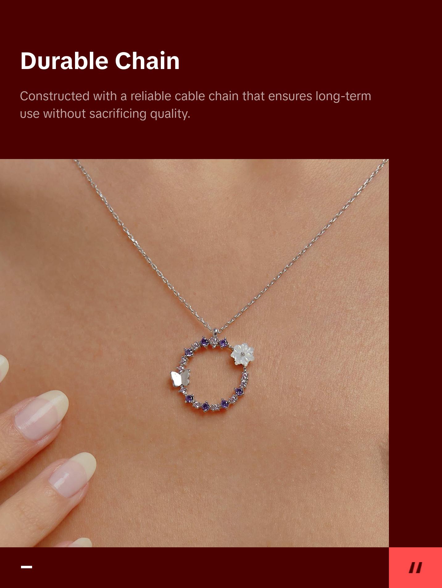 925 Sterling Silver Floral Circle Necklace for women & Girls, Fashion Jewelry, Gift Box Included