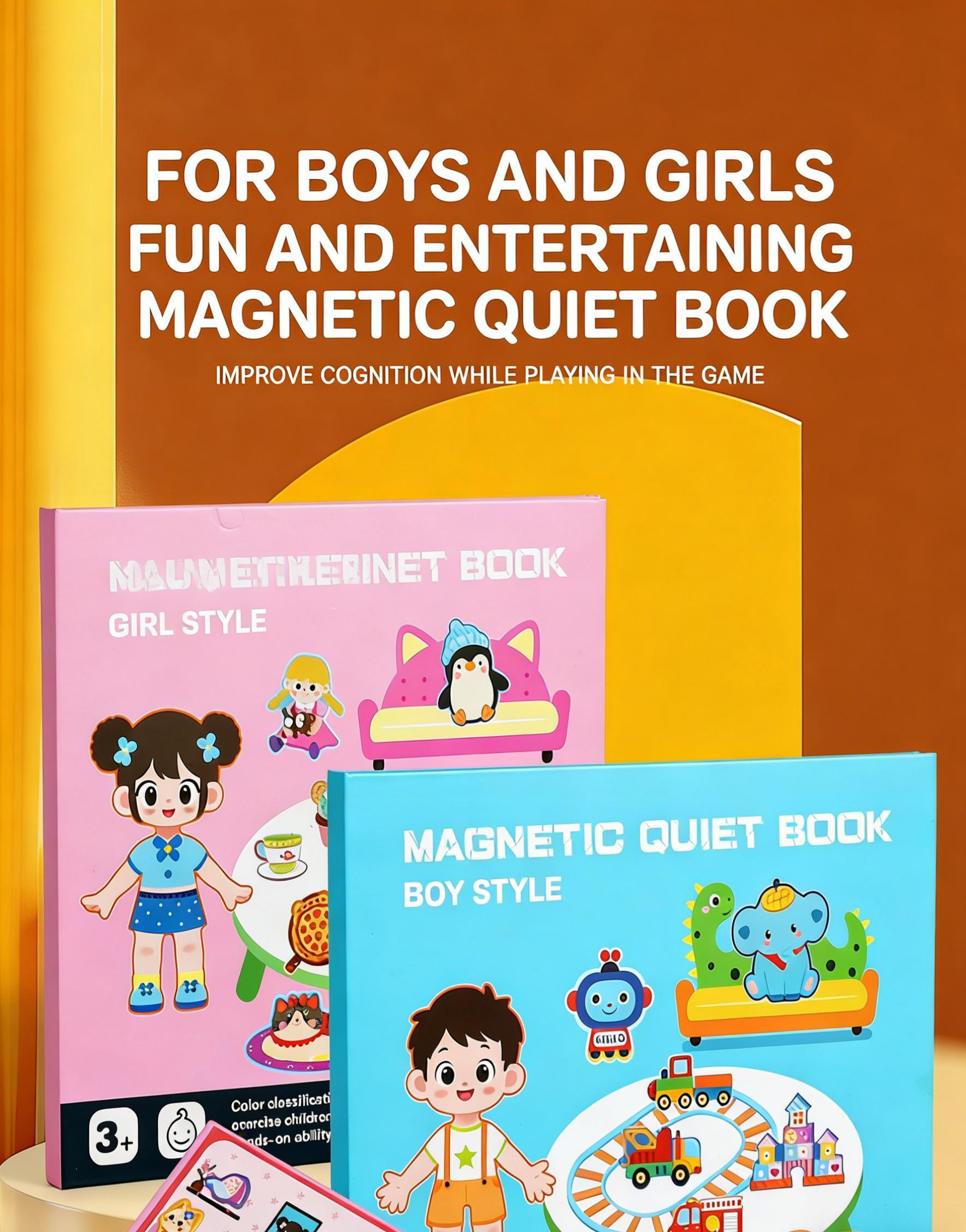 Magnetic Quiet Book for Toddlers 3-5 - Montessori Busy Book with Stickers, Educational Preschool Learning Activity Toys, Travel & Birthday Gifts for Kids