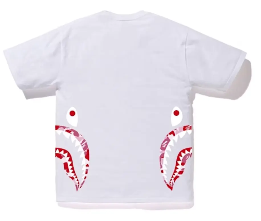 Bape Kids ABC Camo Side Shark Tee White x Pink Size 140 K