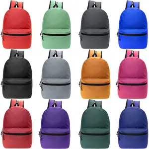 18.5" Basic Wholesale Backpack in 12 Colors - Bulk Case of 24 Bookbags